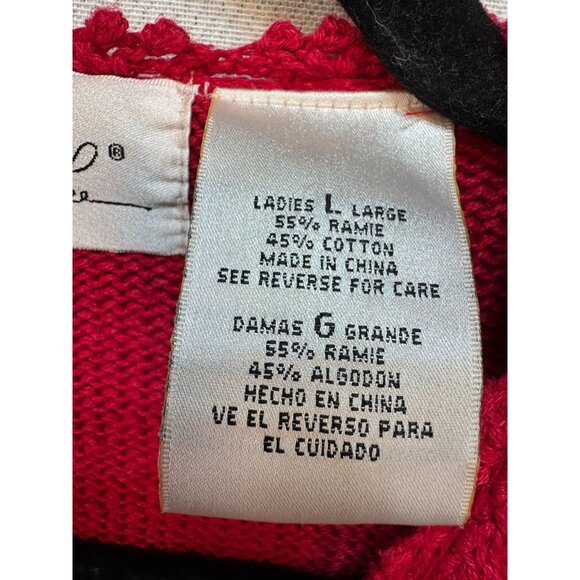 Vintage Kathie Lee Womens Holiday Cardigan Gold Embroidery & Button Accents Larg - Picture 3 of 12